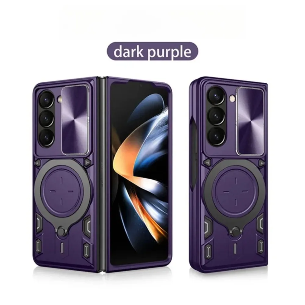 (roxo Escuro, Galaxy Z Fold5) Suporte Magnético Giratório 360° Para Carro Com Capa Antichoque E Tampa Traseira Deslizante Para Lente