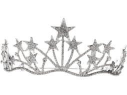 Tiara Coroa Estrela Prateada Com Strass Para Noivas - Acessório De Cabelo Feminino
