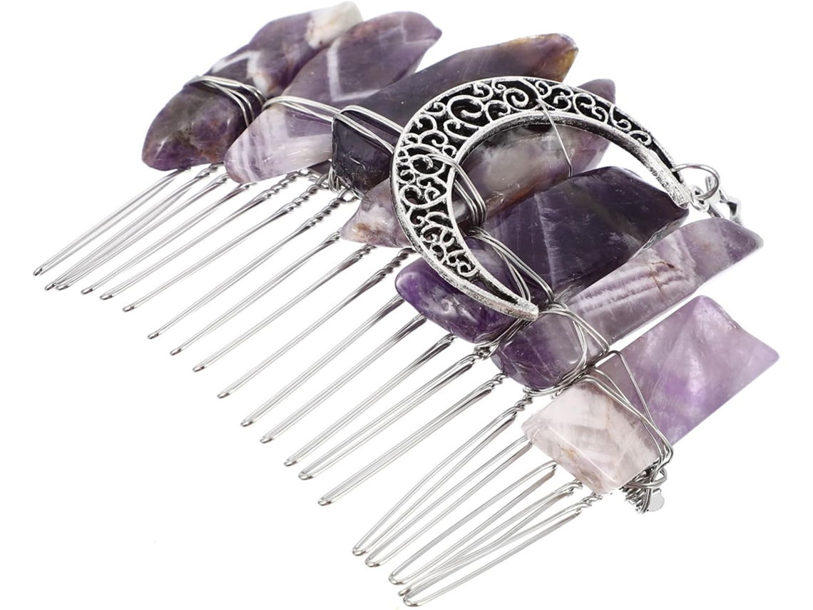 Pente De Cabelo Roxo Chique, Acessório Elegante E Delicado Para Penteados Presos.