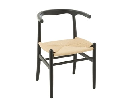 Cadeira De Madeira Com Assento De Corda Preto 56x52x76 Cm Jline