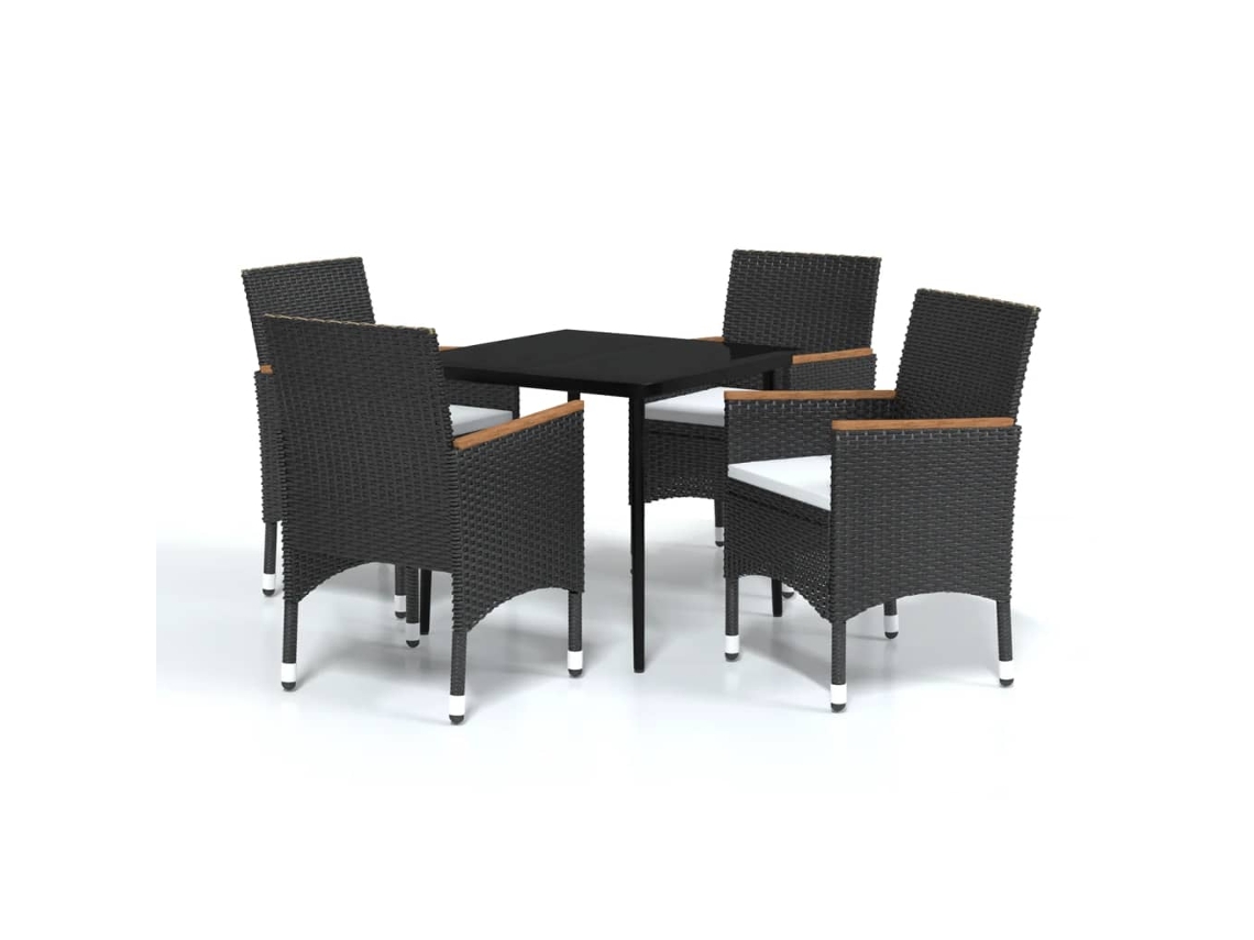Maison Exclusive - 5 Pcs Conjunto De Jantar P/ Jardim C/ Almofadões Preto