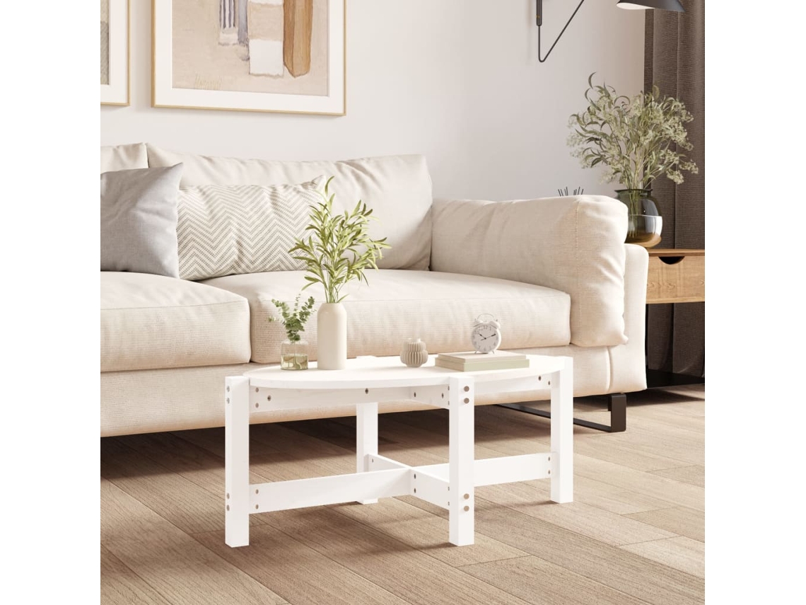 Vidaxl Mesa De Centro 87x48x35 Cm Madeira De Pinho Maciça Branco