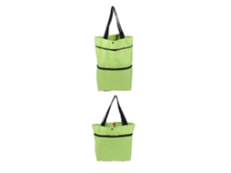 Conjunto de 2 Sacolas Dobráveis ​​portáteis para Carrinho de Compras com Rodas para Uso Diário GOKOCO