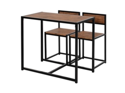 Conjunto Mesa Bar 3 Peças Mesa Alta 2 Cadeiras 90x47x76 Marrom Preto