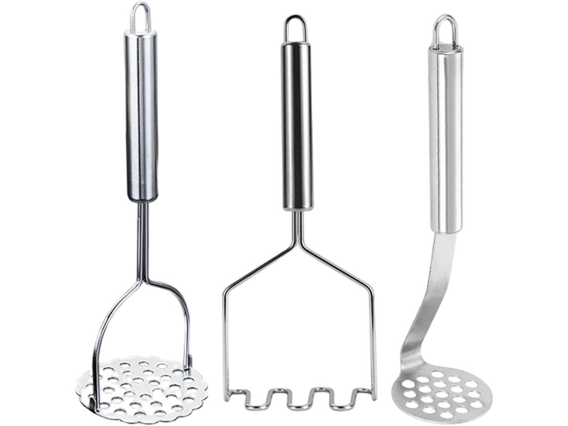 Amassador De Batatas Manual Resistente Em Aço Inoxidável, 3 Peças,