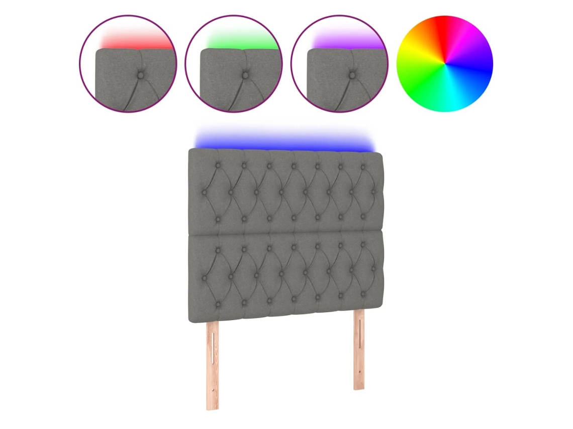 Cabeceira de Cama com Led Tecido Cinza Escuro MAISON EXCLUSIVE (90x7x118 cm)