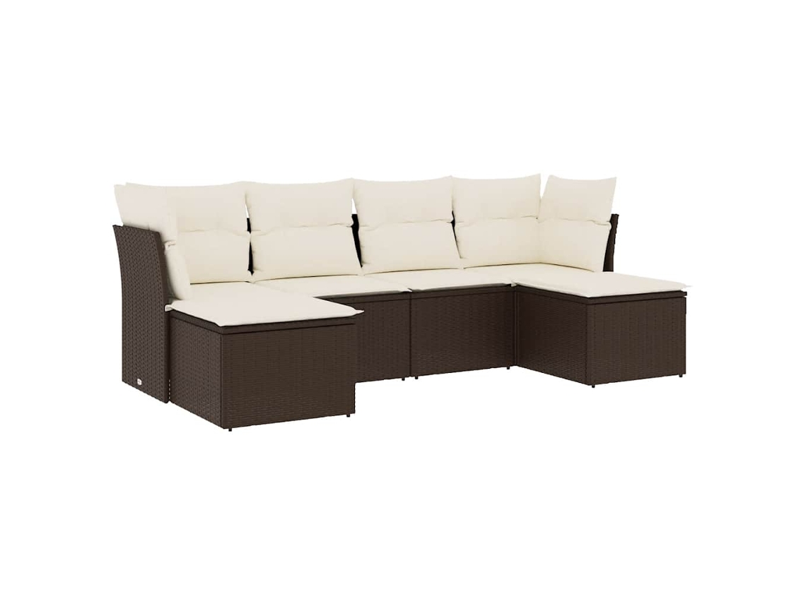 Conjunto de 6 Sofás Jardim com Almofadões Vime Pe Castanho MAISON EXCLUSIVE (80x200 cm)