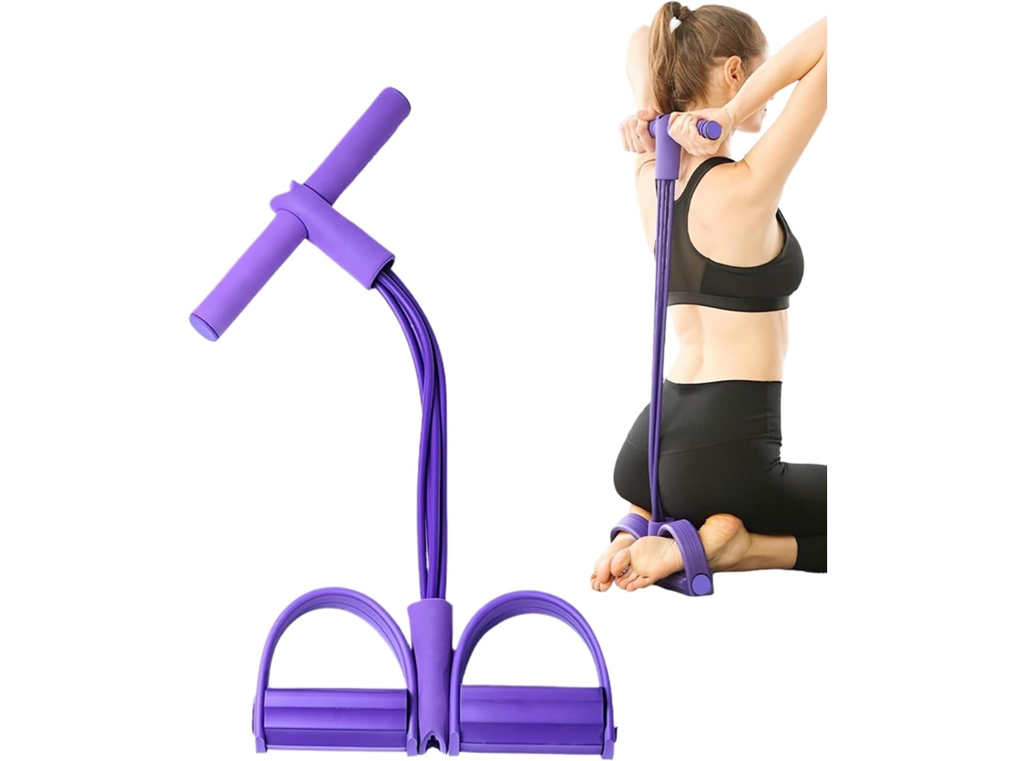 Faixa Elástica De Resistência Para Exercícios Com 4 Tubos E Pedal | Alças Acopladas, Equipamento Abdominais
