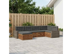 Vidaxl Conjunto De Sofás Para Exterior 6 Unid. Natural E Antracite