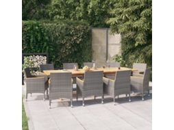 Vidaxl 11 Pcs Conjunto De Jantar Para Jardim Com Almofadões Cinzento