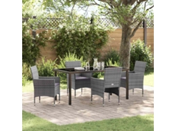Vidaxl Conjunto De Jantar Para Jardim 5 Unid. Cinzeto Vime Pe