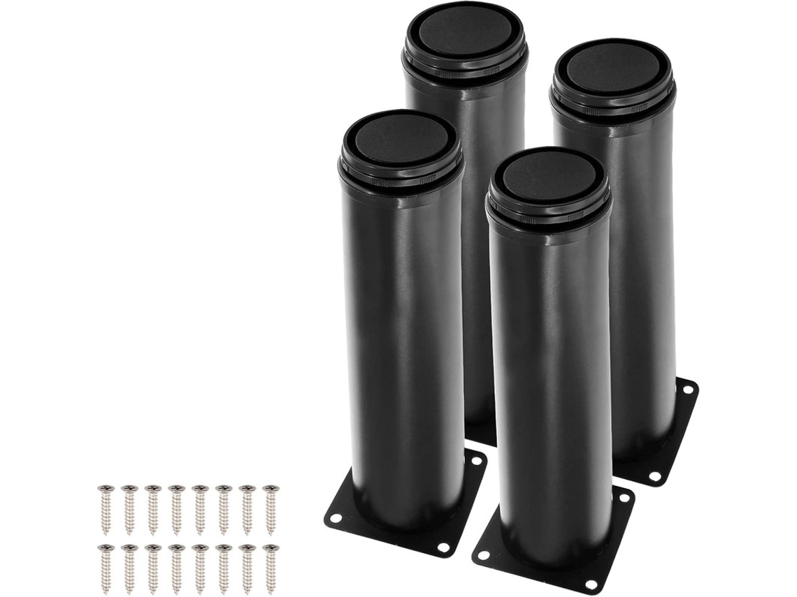 Pés Para Móveis, 4 Peças, Em Aço Inoxidável, 100 Mm, Cor Preto, Ajustáveis, Para Sofás, Camas, Armários