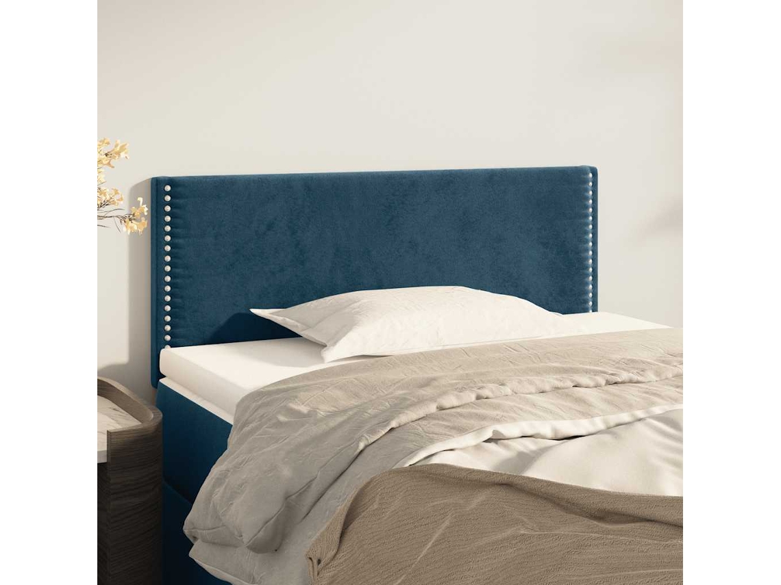 Vidaxl Cabeceira De Cama Veludo 100x5x78/88 Cm Azul-escuro
