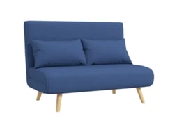 Sofá Cama Biplace Linho Encosto 5 Posições 2 Almofadas AZUL ESCURO S/MARCA
