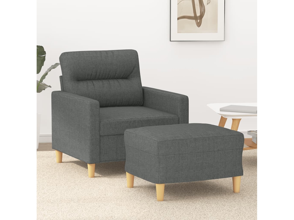Vidaxl Poltrona Com Apoio De Pés 60 Cm Tecido Cinzento-escuro