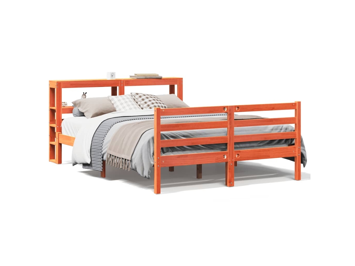 Bed Frame, Bed Frames Vidaxl Marrom Madeira De Pinho (150 X 200 Cm)