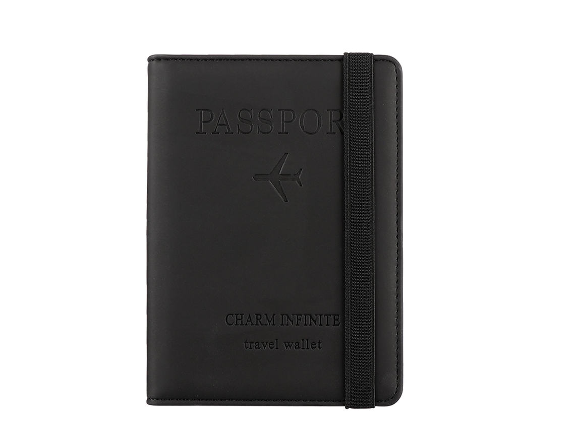 Porta-passaporte Em Couro Com Proteção Rfid Para Documentos De Viagem, Preto, 14, 8 Cm X 1 11(5, 82 X 0, 39 X 4, 33 Polegadas)