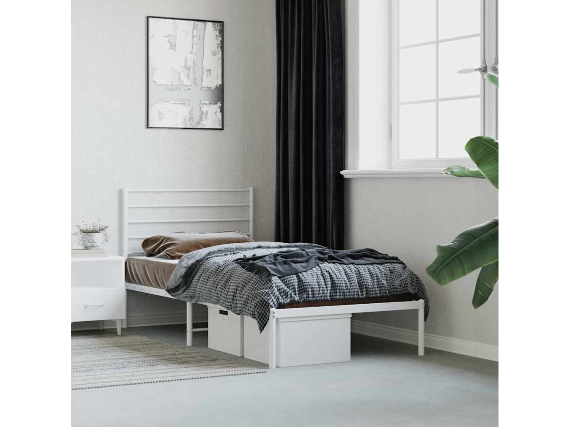 Vidaxl Estrutura De Cama Com Cabeceira 80x200 Cm Metal Branco