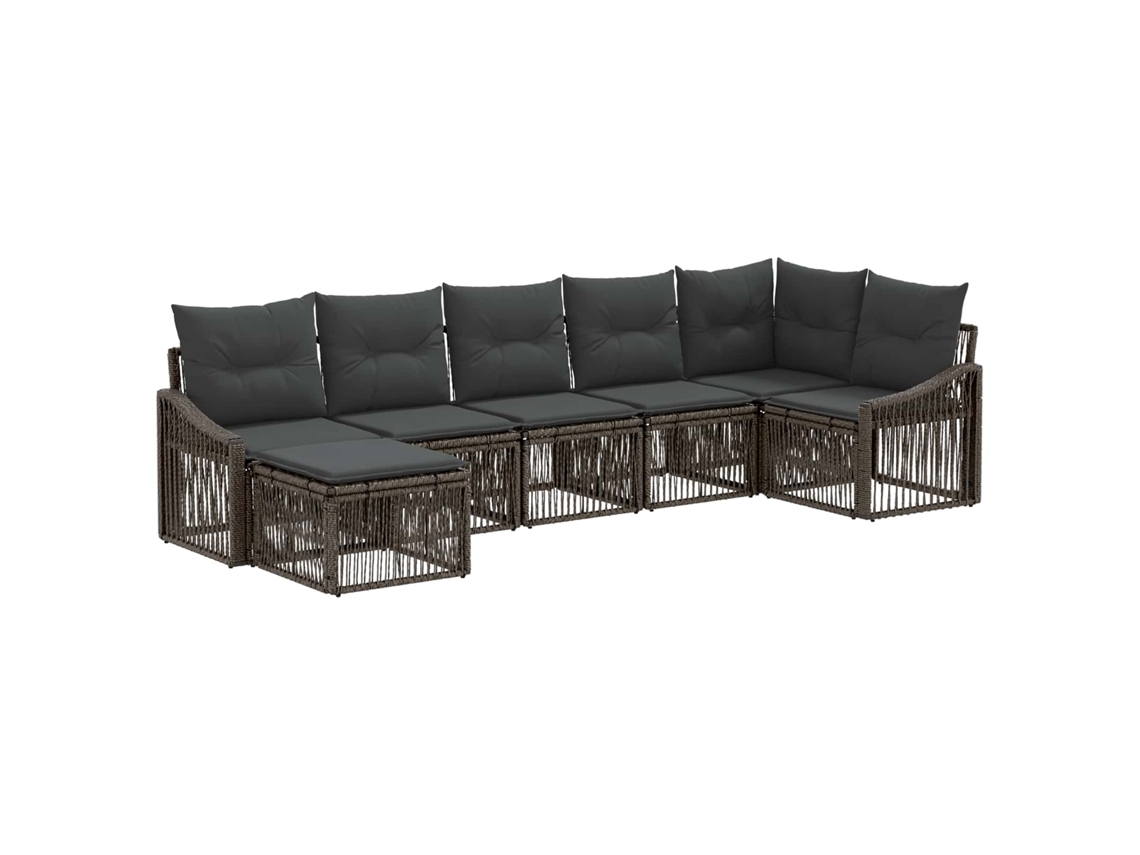 Vidaxl Conjunto De Sofá De Jardim 7 Pcs Cinzento Vime Pe