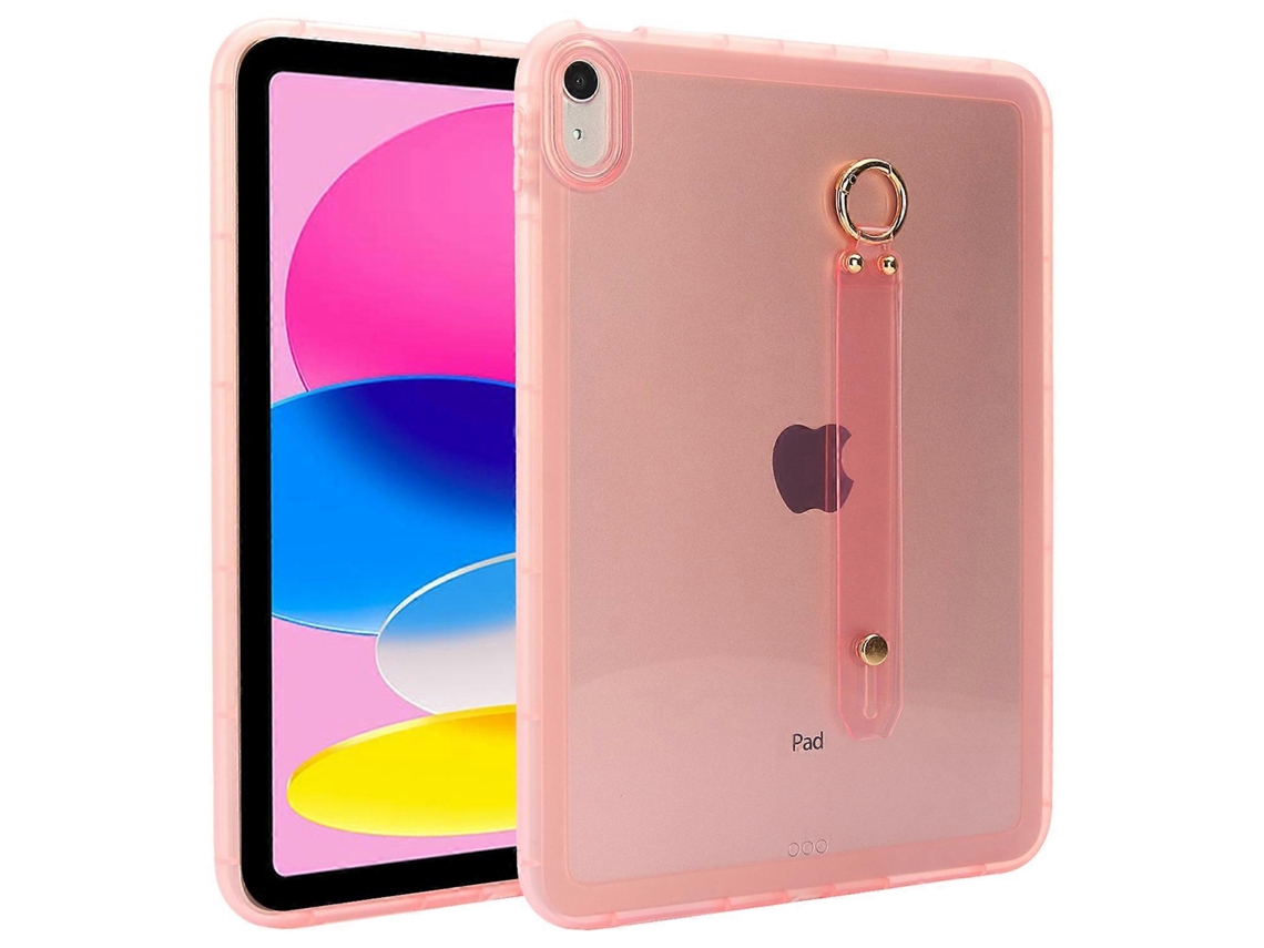 Capa Hengrongshen para iPad 10.9 (2022), capa protetora de TPU à prova de choque com alça, rosa