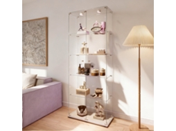 Vitrine de Vidro 186,5x78,5x34,5cm, 5 Prateleiras, Luz LED, Branca ROSAHQNDA