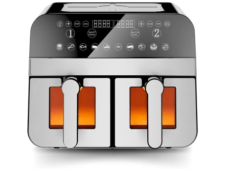 Fritadeira a ar de cesta dupla Comfy Nest Cnafd45ws 2400W, digital, aço inoxidável e janela, 9L, genérica