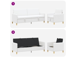 Conjunto de Sofá com Armazenamento 2 Pcs Branco Poliéster SYFAX