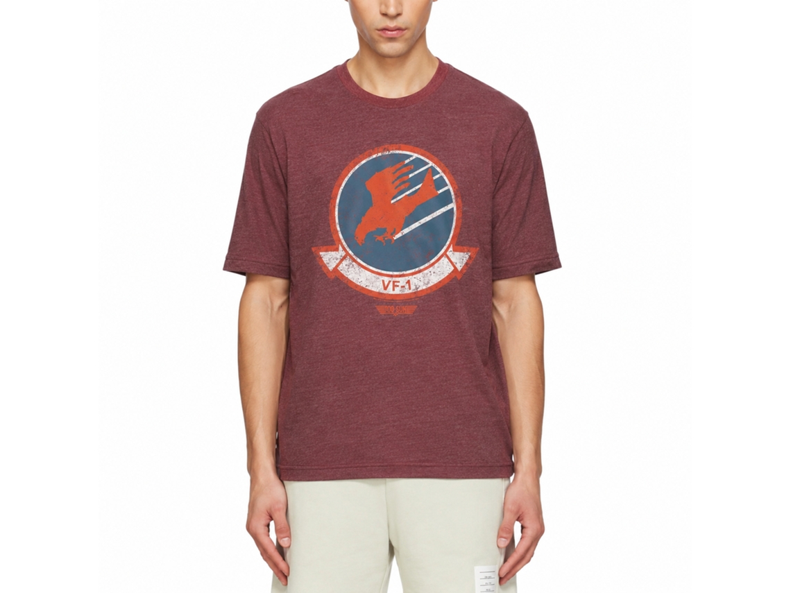 Rockinstone Top Gun Movie Vaw110 Heather Vintage Maroon Adult T-shirt Size:xl