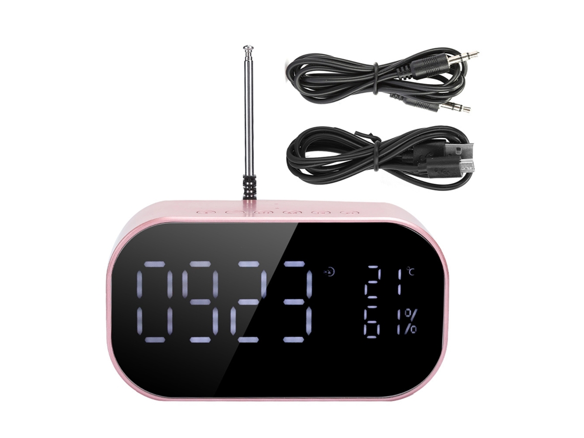 Altavoz Inalámbrico Bluetooth S2 com Tela LCD, Despertador, Graves, Material Metálico, Quarto S/MARCA