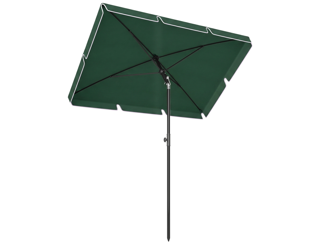 Guarda sol Retangular de Alumínio para Terraço, 2x1,3x2,5 M, com Função de Inclinação, Verde.