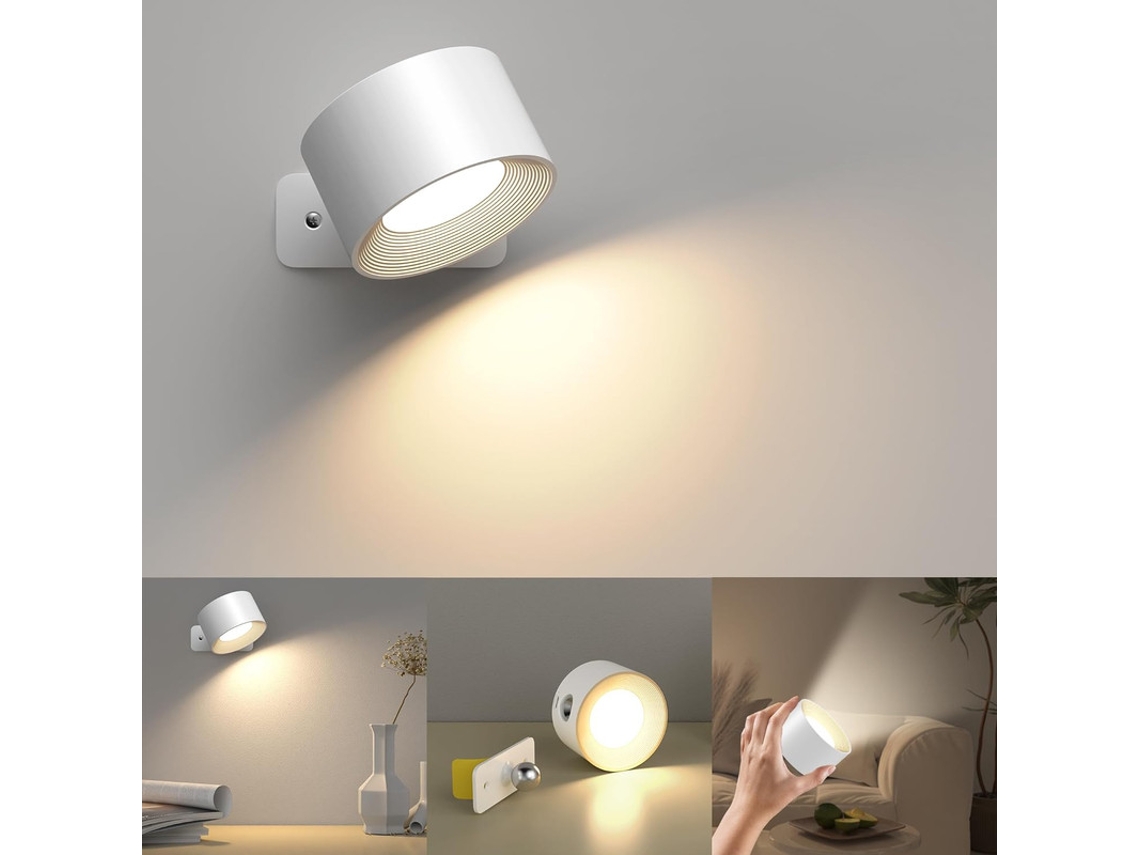 Candeeiro de Parede Led Apliques de Parede Interior com 3 Modos de Cor e 3 Níveis de Brilho MAOYI