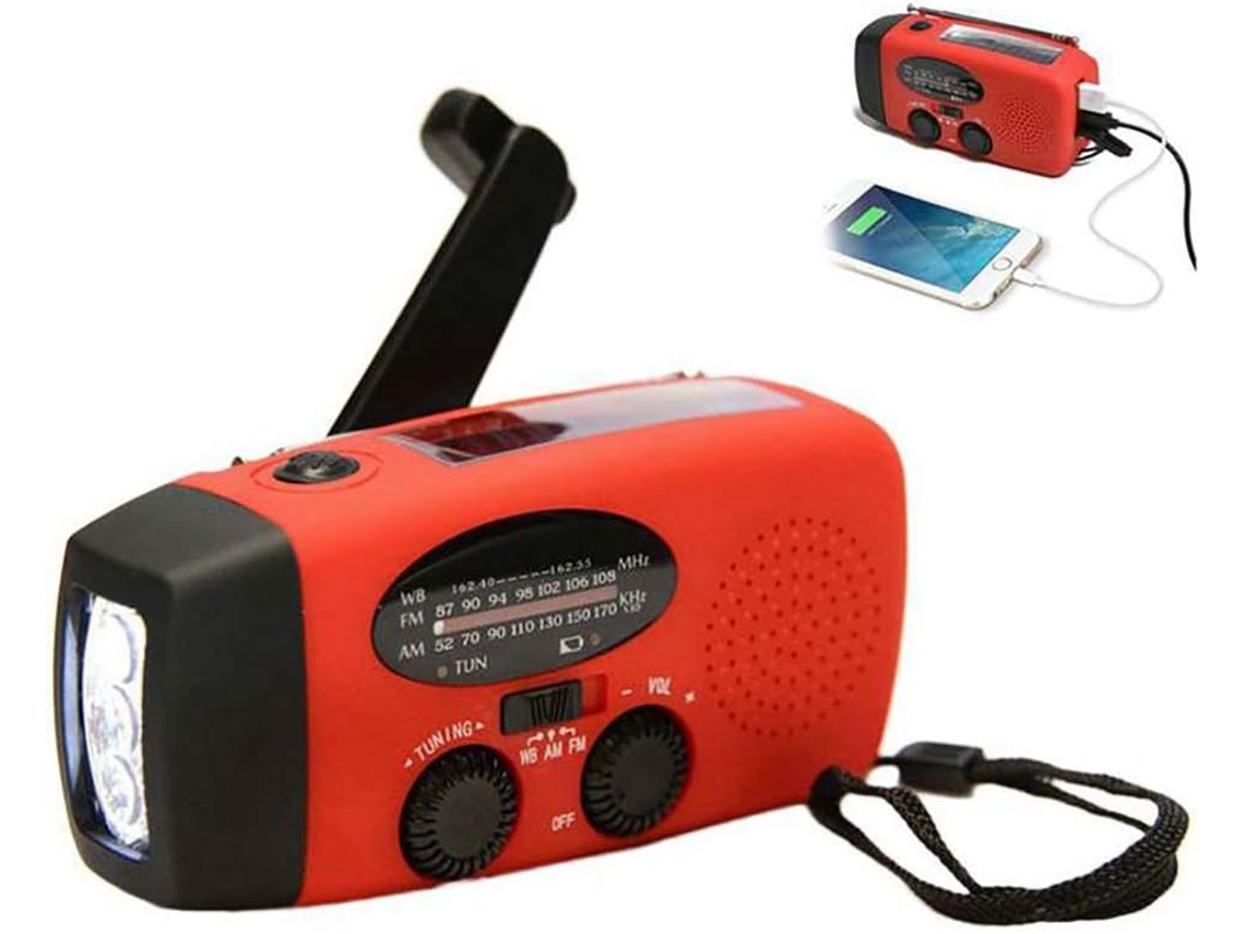 Rádio de Emergência AQUAFORGE com lanterna led, portátil, am/fm, bateria externa de 10000mah, verde militar