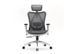 Cadeira ergonômica M57 com braços 3D, suporte lombar, tela, 150 kg, altura e inclinação ajustáveis. Certificação SGS/BIFMA. Cinza claro. Sihoo