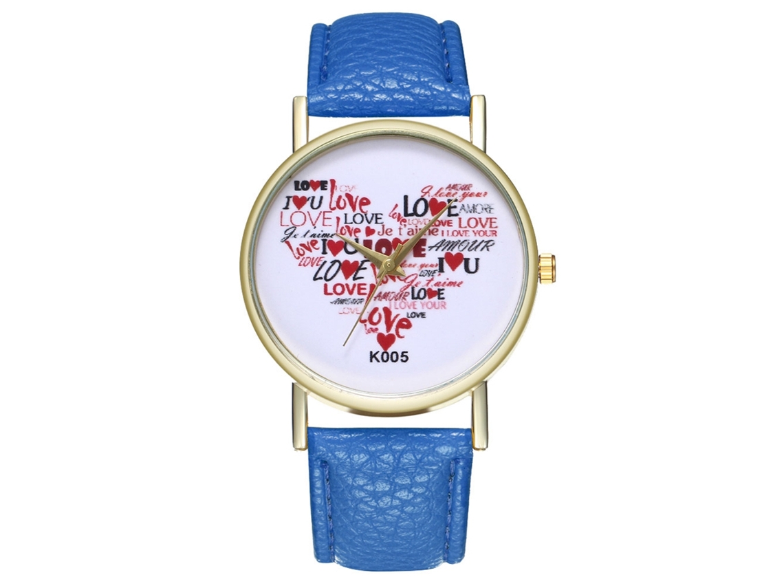 Relógio de Pulso Casal de Quartzo com Pulseira de Couro Pu Estilo Simples Azul Royal