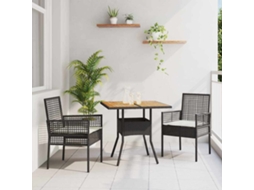 Vidaxl Conjunto De Jantar Para Jardim 3 Pcs Preto Vime Pe
