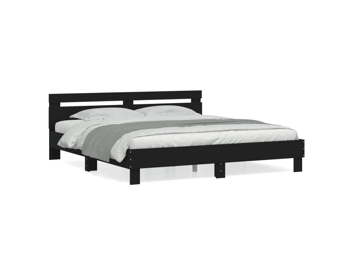 Bed Frame, Bed Frames Vidaxl Preto Madeira Processada (180 X 200 Cm)