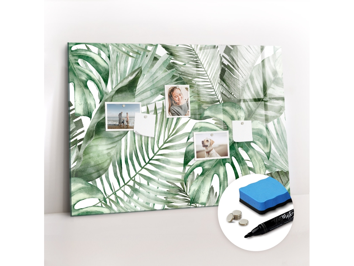 Quadro De Vidro Magnético Folhas De Plantas Para O Quarto Das Crianças Espelharte (100x70 Cm)