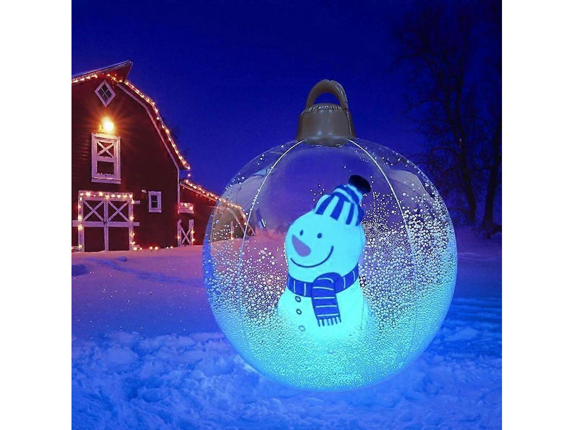 Zihaisheng Novas Bolas De Natal Infláveis De Pvc Com Luzes Led, Boneco De Neve Iluminado De 24 Polegadas, Decoração De Pátio Gigante