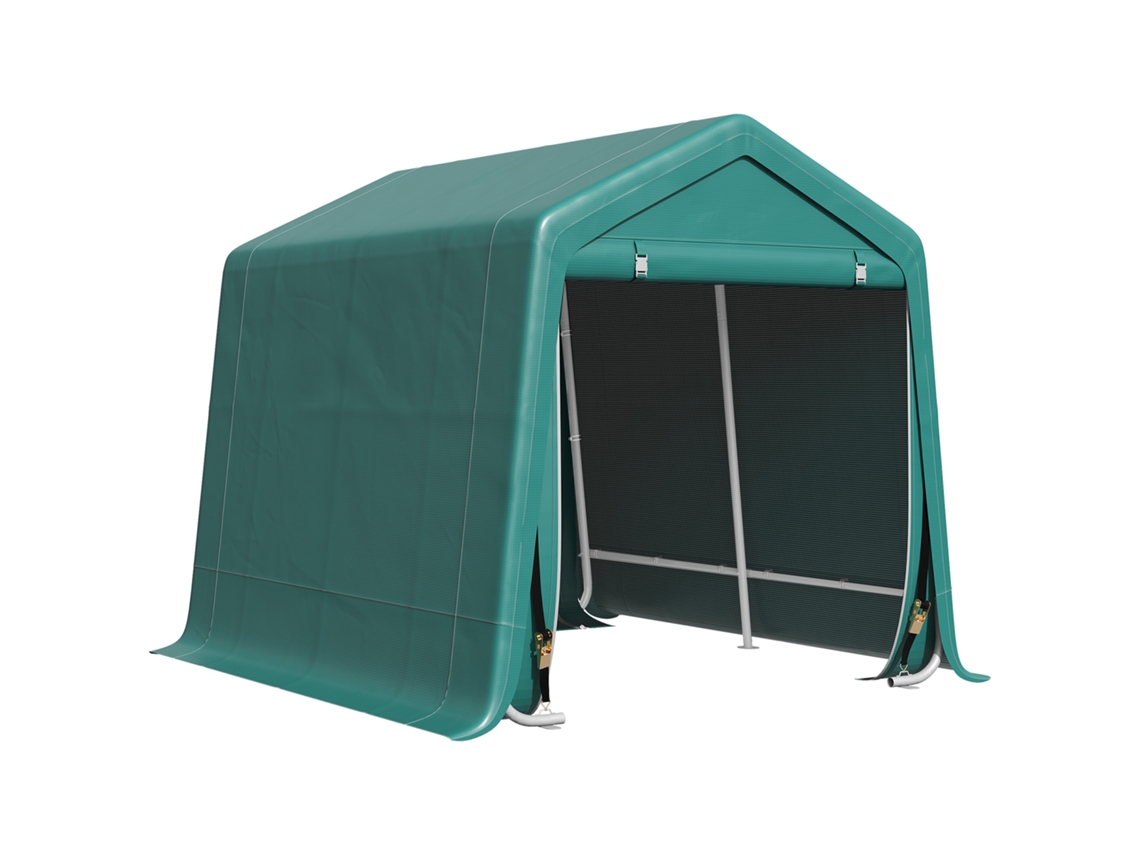 Abrigo Exterior 2,4x2x2,02m Verde, Anti-uv Para Ferramentas E Bicicleta, Com 2 Portas Para Jardim