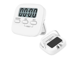 Temporizador De Cozinha Digital Branco Suporte Magnético Multifunções 6,4x5,7 Cm Slowmoose