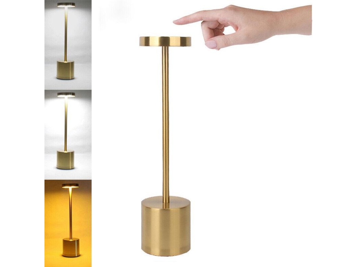 Lâmpada de Mesa Nova Line LED tocável recarregável USB dimmable sem fio ouro