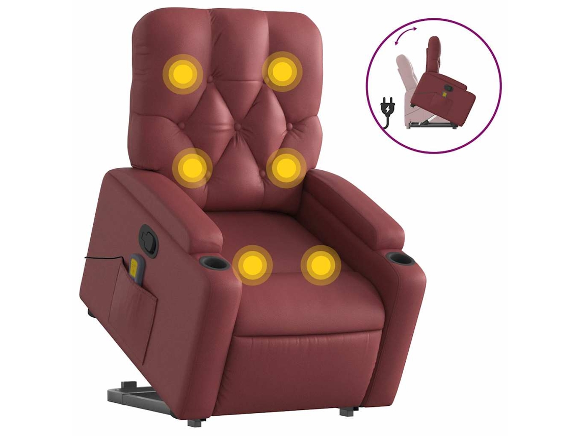 Stand Up Massage Recliner Chair, Stand Up Massage Recliner Chairs Vidaxl Vermelho Couro Artificial