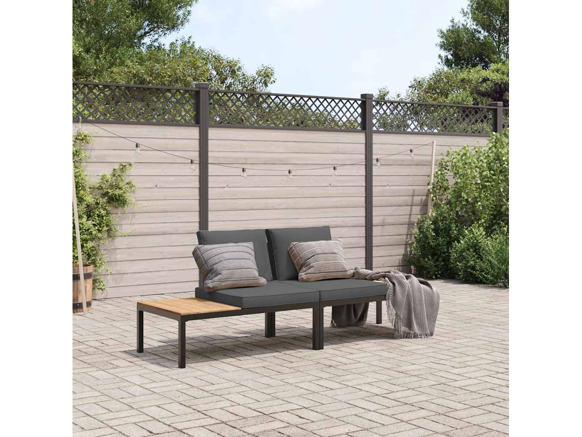 Vidaxl 2 Pcs Conjunto de Sofás P/ Jardim C/ Almofadões Alumínio Preto