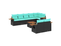 Conjunto de 9 Sofás para Jardim com Almofadões Vime Pe Preto MAISON EXCLUSIVE (9 pcs)