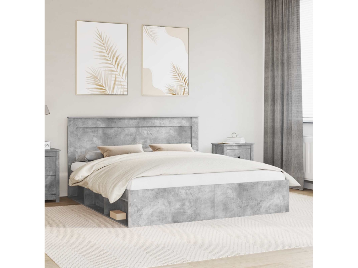 Vidaxl Estrutura Da Cama Com Cabeceira Concreto 180 X 200 Cm