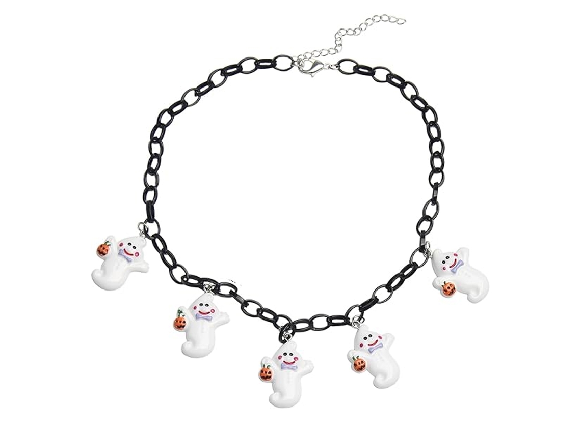 Colar de Halloween Pendente de Fantasma e Morcego para Jovens NEVEANCE