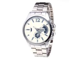 Relógio masculino Zhoulianfa, pulseira de aço, mostrador redondo, movimento de quartzo (superfície branca prateada)