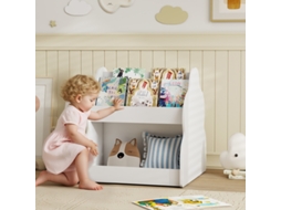 Prateleira Infantil Branca 60x29,9x90cm, Com Gaveta Inferior, Organizadora Compacta E Segura Para Crianças.