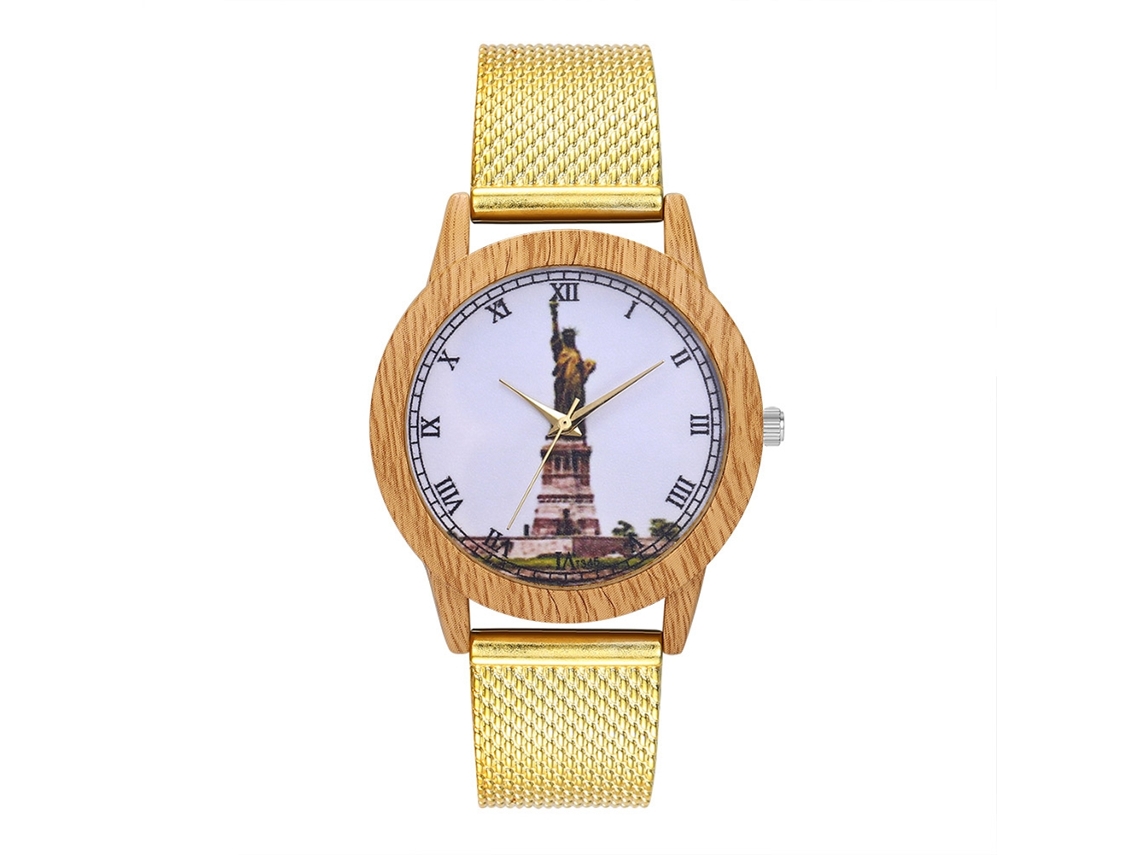 Reloj De Pulsera Analógico De Aleación De Moda Para Hombre Y Mujer T345-f Dorado