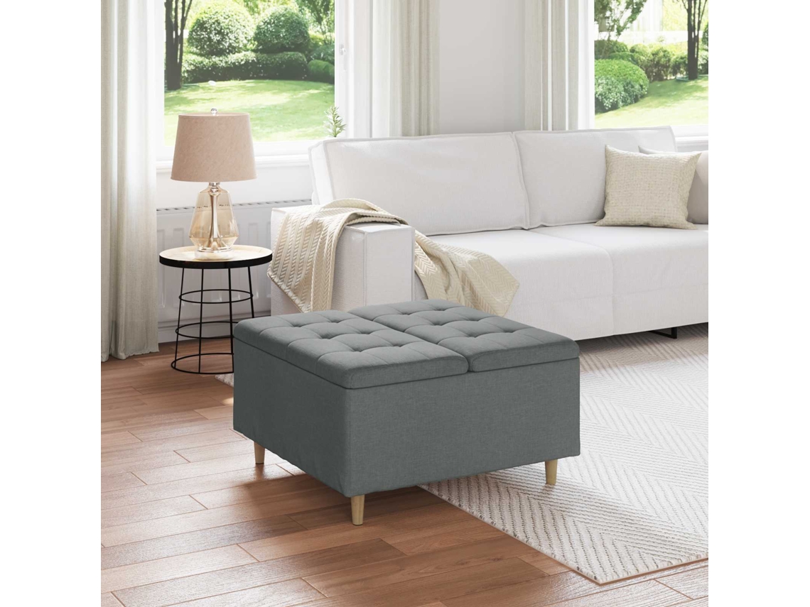 Vidaxl Puff De Armazenamento Cinza Escuro 80 X 80 X 45 Cm Tecido